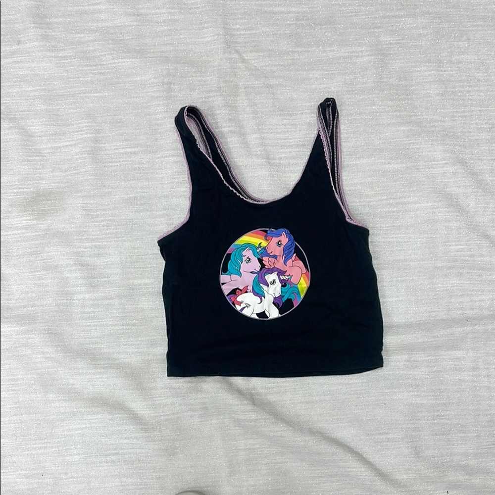 My Little Pony Black Crop Top with Colorful Print